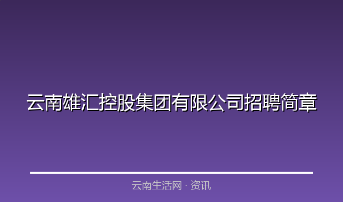云南雄汇控股集团有限公司招聘简章